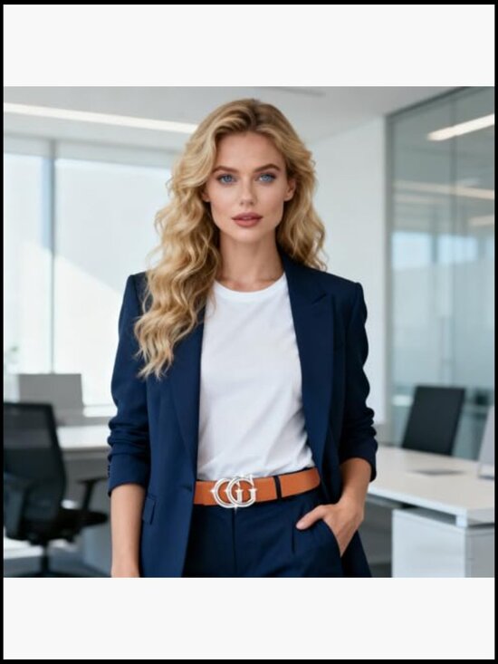 Reversible Leather Belt Classic Buckle Wide 1.38 Inches for Dresses Jeans Coats main image 4